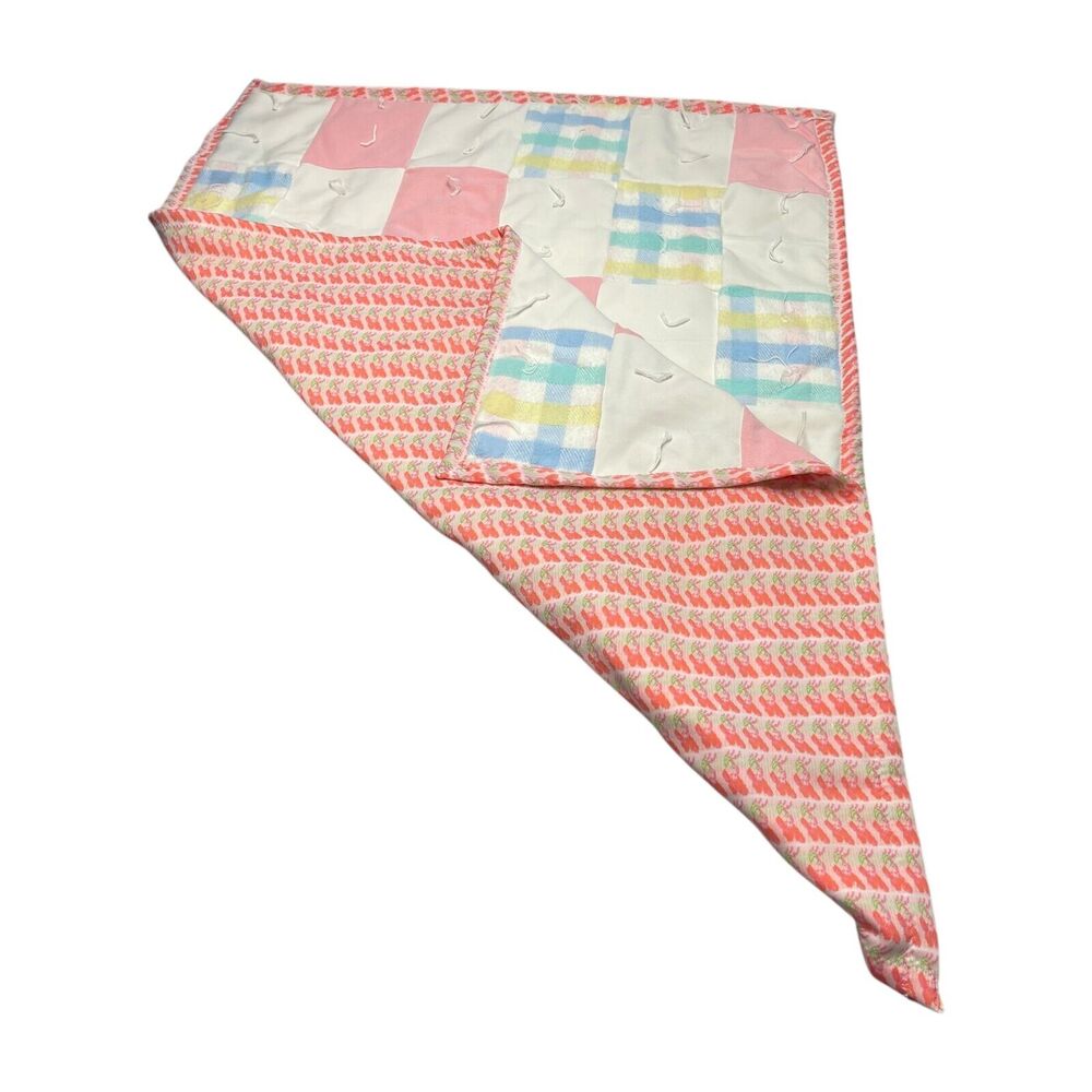 Handmade Patchwork Baby Blanket 44" x 31" Soft Cozy Rectangle for Nursery Decor